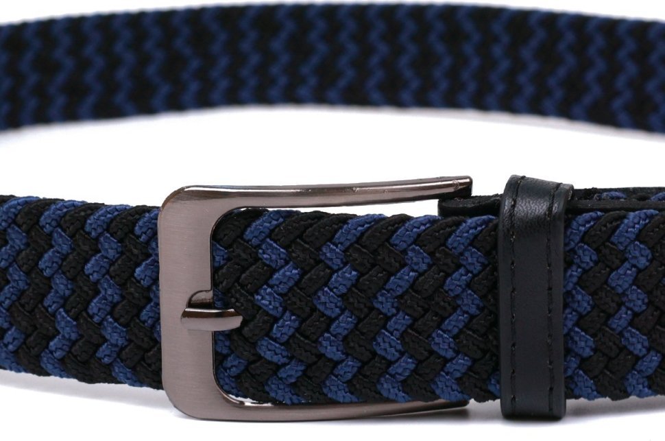 Черно-синий брючный ремень из текстиля со стандартной пряжкой Vintage (2420811)