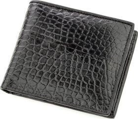 Классическое портмоне черного цвета из кожи крокодила CROCODILE LEATHER (024-18584)