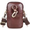 Компактная мужская сумка на плечо из натуральной кожи коричневого цвета VINTAGE STYLE (14438) - 7