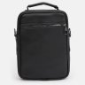 Стильная вертикальная мужская сумка-барсетка из натуральной черной кожи Ricco Grande 71854 - 4