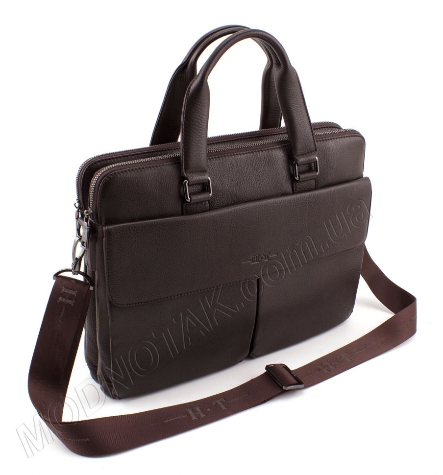 Коричневая деловая кожаная сумка для документов А4 - H.T Leather Collection (10145)