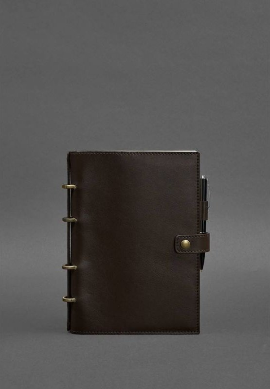 Темно-коричневый кожаный блокнот  (Софт-бук) с датированным блоком - BlankNote (42654)