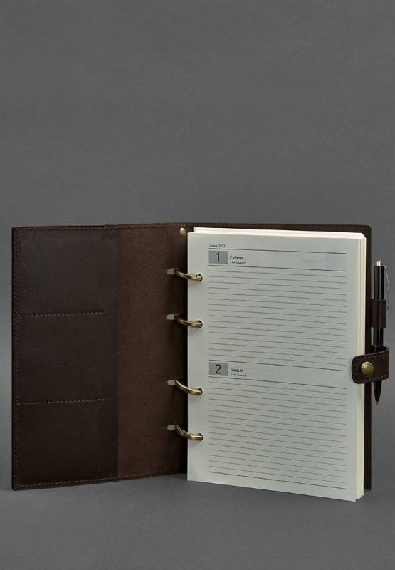 Темно-коричневый кожаный блокнот  (Софт-бук) с датированным блоком - BlankNote (42654)