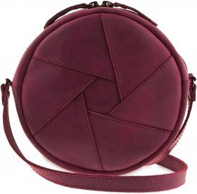 Круглая сумка из натуральной кожи бордового цвета BlankNote Бон-Бон (12643)