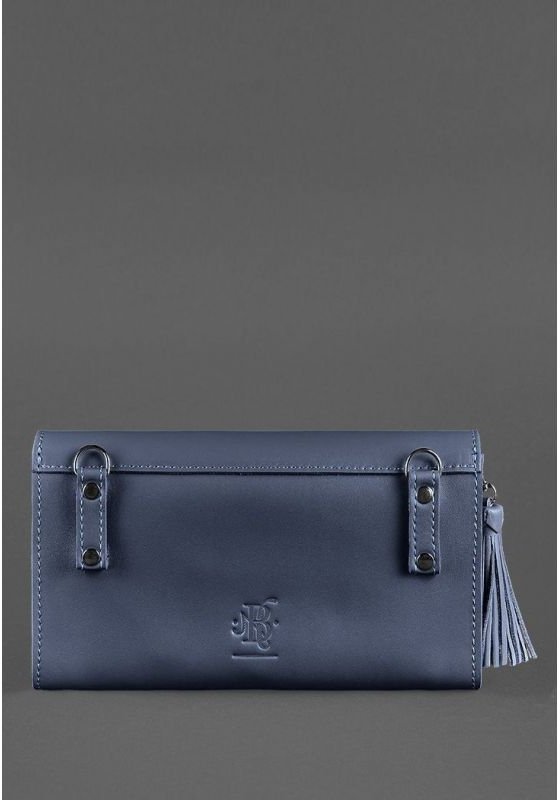 Кожаная сумка темно-синего цвета с клапаном BlankNote Элис (12733)