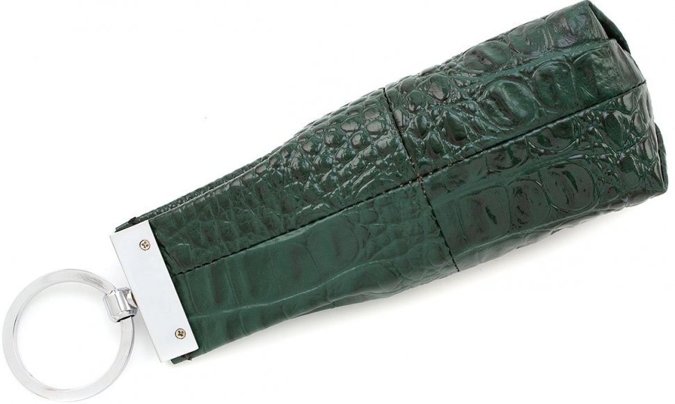 Темно-зеленая ключница на молнии из натуральной кожи турецкого производства KARYA (15964) Уценка