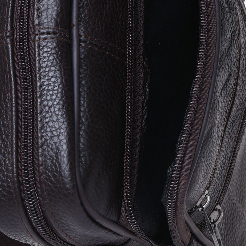 Темно-коричневая недорогая мужская сумка через плечо из натуральной кожи Borsa Leather (21908)