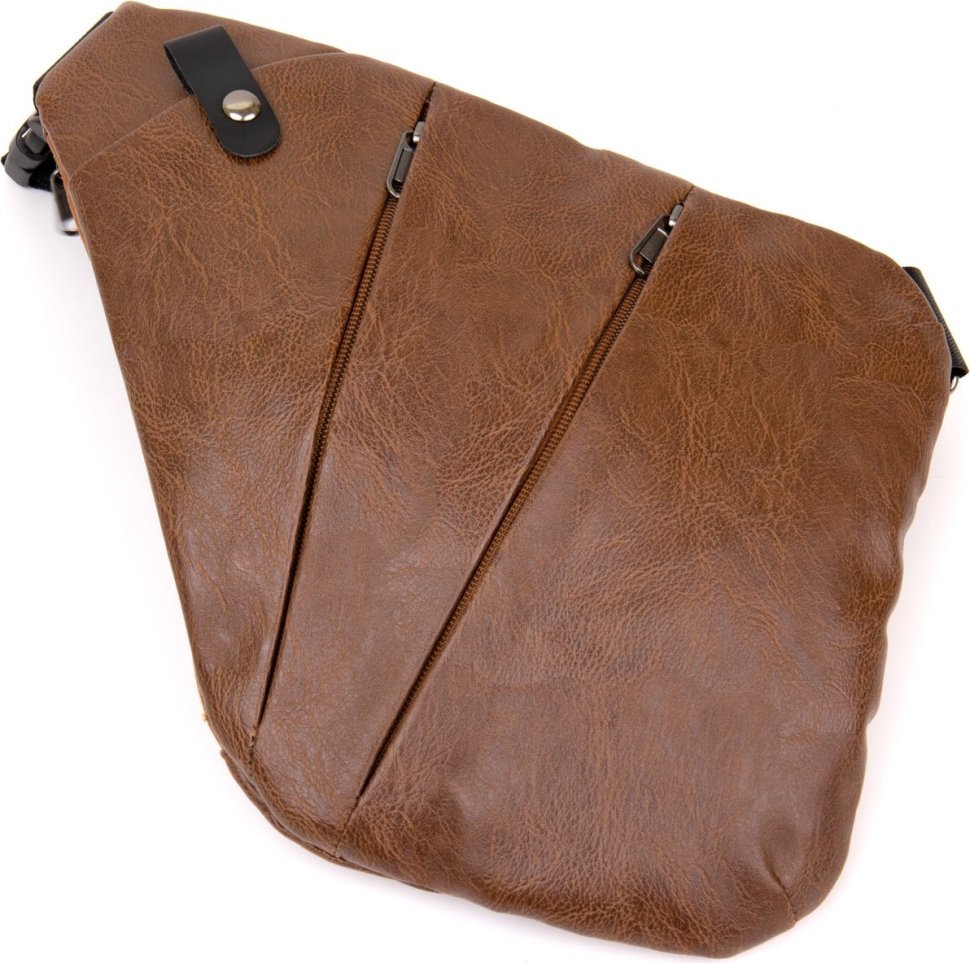 Світло-коричнева чоловіча сумка-слінг зі шкірозамінника Vintage (20567)