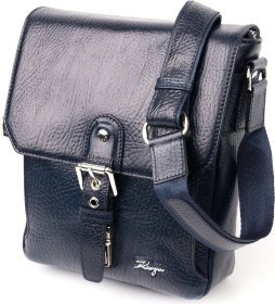 Компакиная практичная мужская сумка синего цвета из натуральной кожи KARYA (2420840)