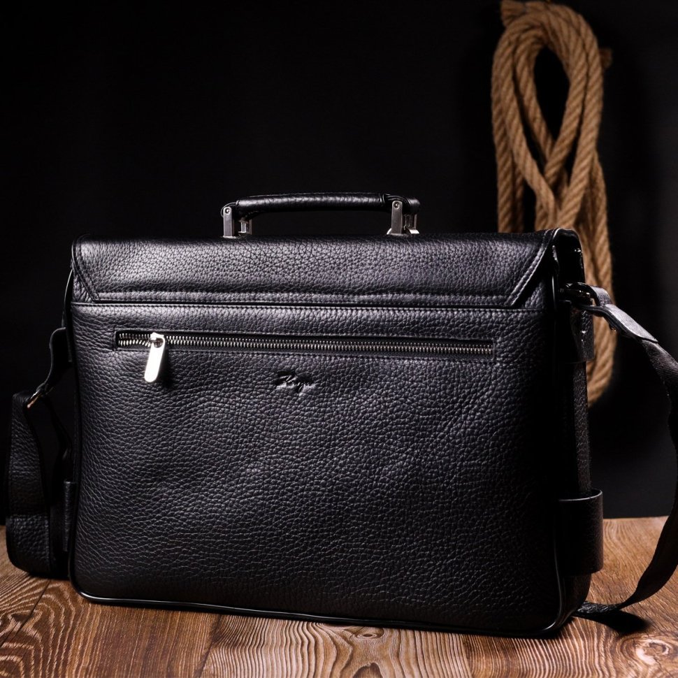 Классический кожаный мужской портфель черного цвета KARYA (2420940)