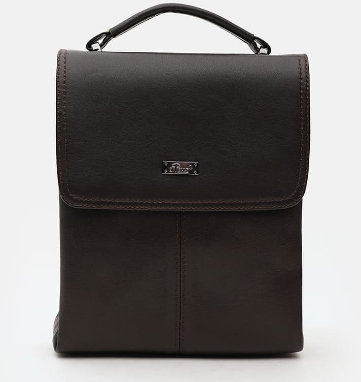 Мужская кожаная сумка-барсетка классического дизайна в коричневом цвете Ricco Grande (21391)
