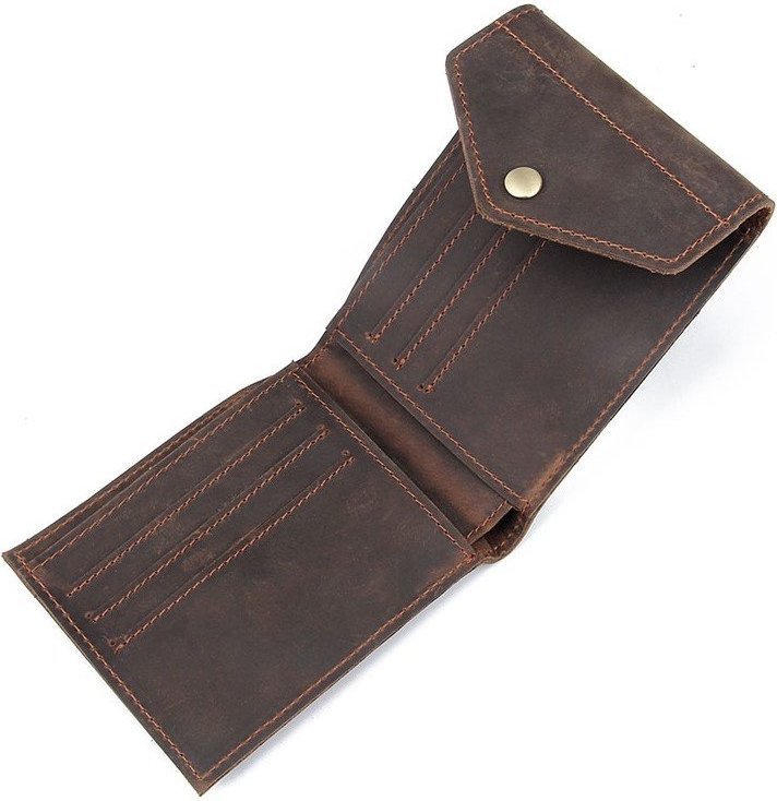 Горизонтальный мужской кошелек из винтажной кожи на кнопке Vintage (2414975)