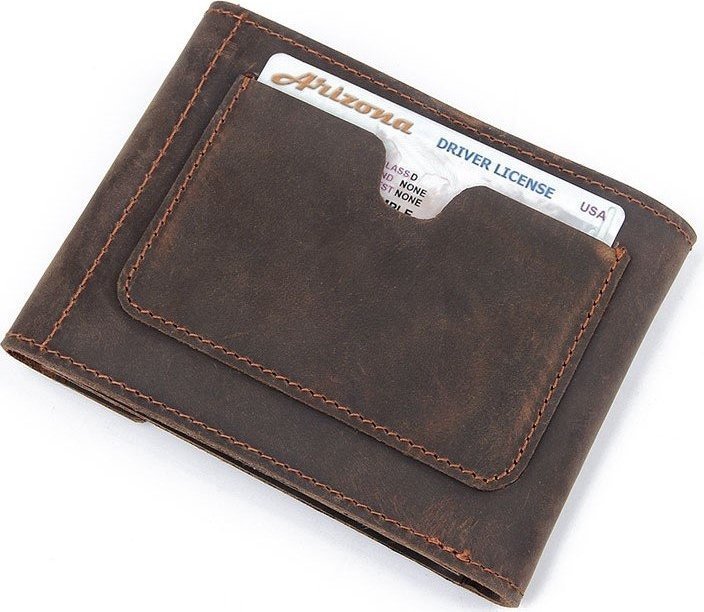 Горизонтальный мужской кошелек из винтажной кожи на кнопке Vintage (2414975)