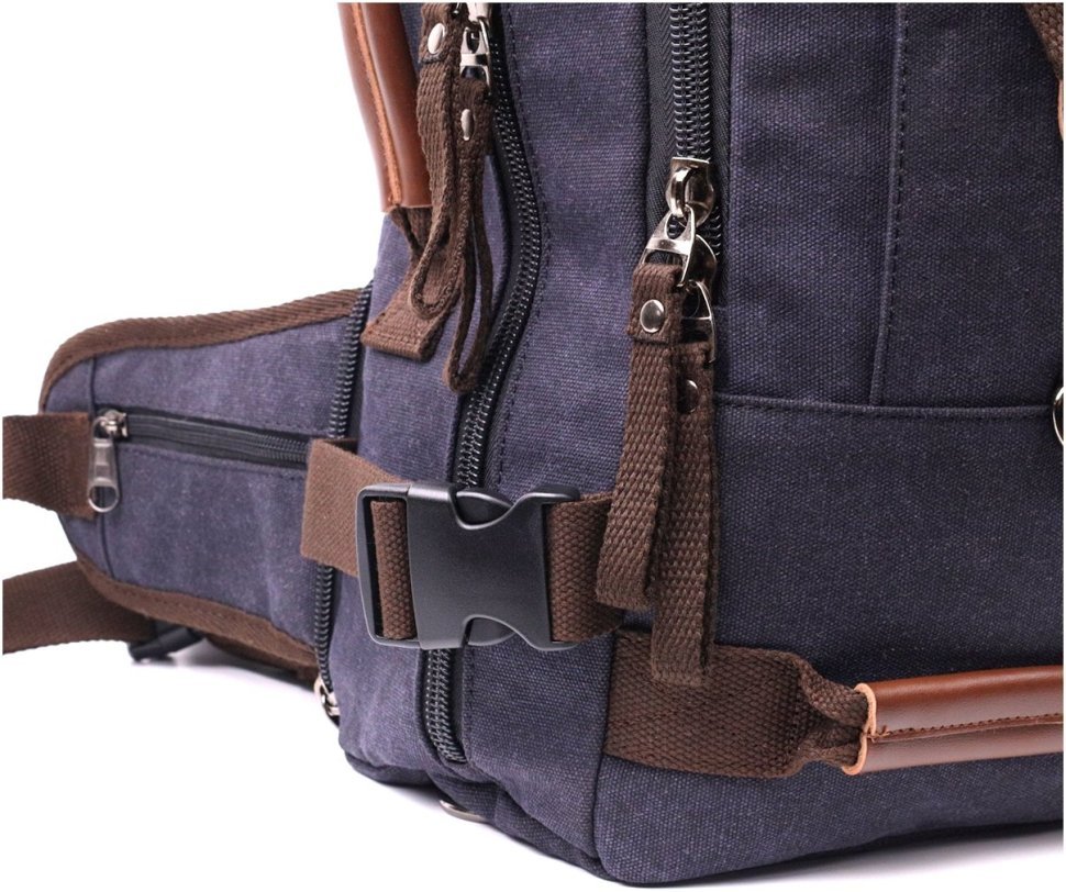 Большой мужской рюкзак-трансформер из черного текстиля Vintage 2422157