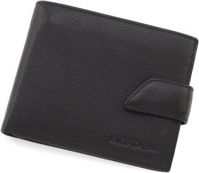 Мужское портмоне среднего размера из натуральной кожи черного цвета Marco Coverna 68654