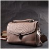 Бежевая женская кожаная сумка маленького размера с плечевым ремешком Vintage 2422418 - 8