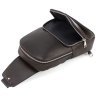 Качественная мужская сумка-слинг из итальянской кожи коричневого цвета Grande Pelle 70755 - 8