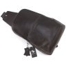 Качественная мужская сумка-слинг из итальянской кожи коричневого цвета Grande Pelle 70755 - 5
