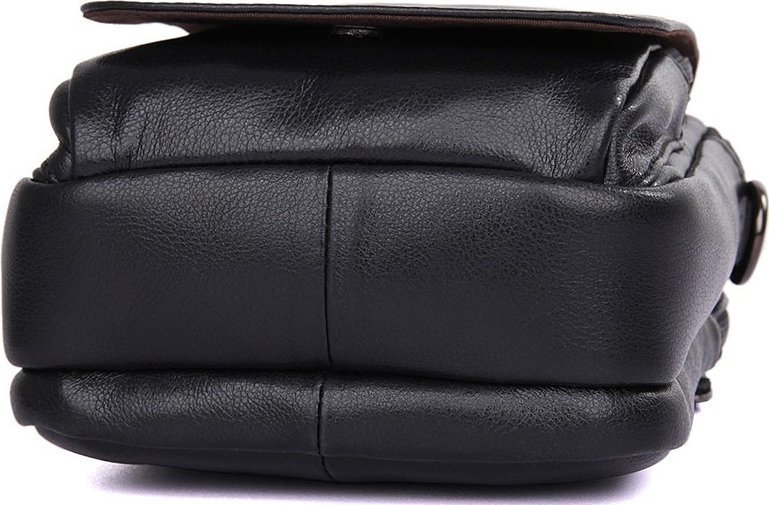 Компактная мужская наплечная сумка черного цвета VINTAGE STYLE (14451)