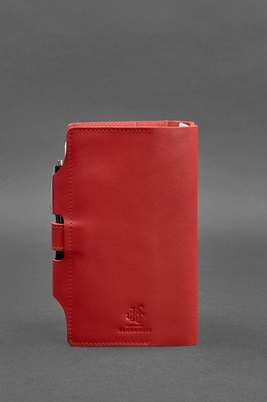 Женский кожаный блокнот (Софт-бук) красного цвета я фиксацией на кнопку - BlankNote (41955)