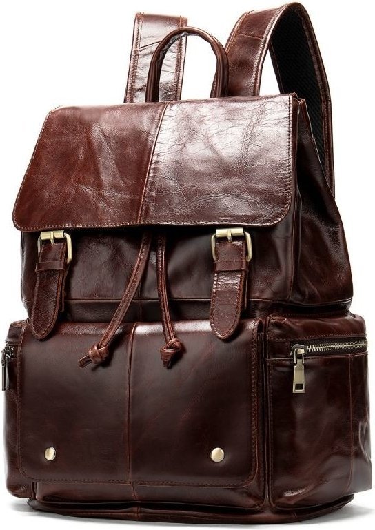 Коричневый городской рюкзак с одним отделением и карманами VINTAGE STYLE (14800)