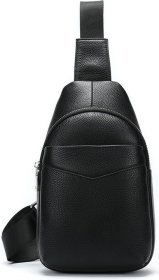 Кожаный мужской слинг рюкзак в классическом стиле VINTAGE STYLE (14857)