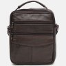 Коричневая недорогая мужская сумка-барсетка из натуральной кожи с ручкой Borsa Leather (21906) - 2