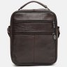 Коричневая недорогая мужская сумка-барсетка из натуральной кожи с ручкой Borsa Leather (21906) - 3