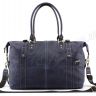 Сумка дорожная из итальянской винтажной кожи синего цвета - Travel Leather Bag (11010) - 5