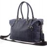 Сумка дорожная из итальянской винтажной кожи синего цвета - Travel Leather Bag (11010) - 6
