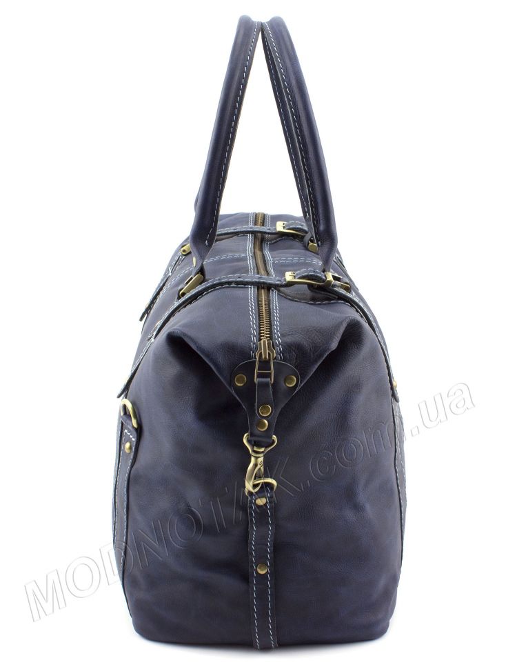 Сумка дорожная из итальянской винтажной кожи синего цвета - Travel Leather Bag (11010)