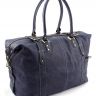 Сумка дорожная из итальянской винтажной кожи синего цвета - Travel Leather Bag (11010) - 2