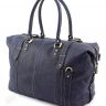 Сумка дорожная из итальянской винтажной кожи синего цвета - Travel Leather Bag (11010) - 4