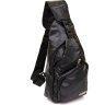 Чоловіча сумка-рюкзак через плече зі шкірозамінника в чорному кольорі Vintage (20568) - 1