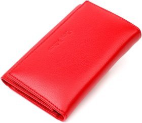 Червоний жіночий гаманець у три складення з натуральної шкіри Tony Bellucci (2422038)