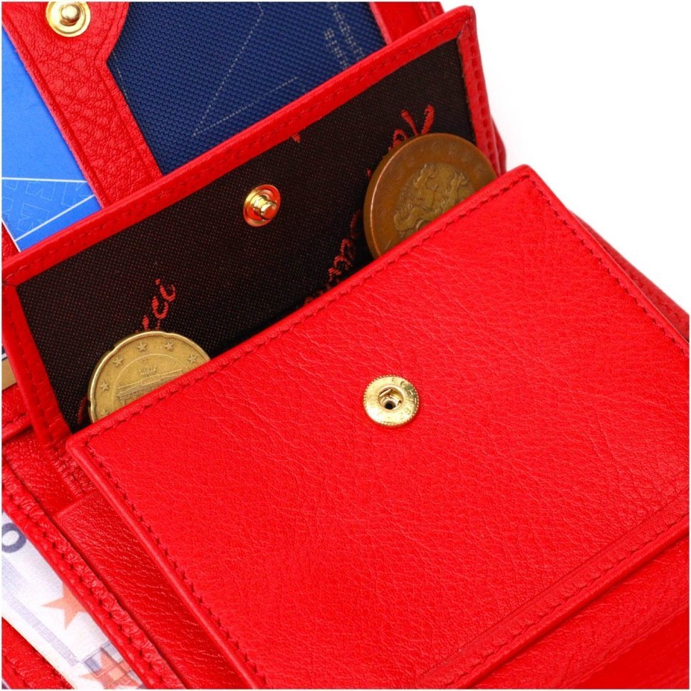 Красный женский кошелек в три сложения из натуральной кожи Tony Bellucci (2422038)