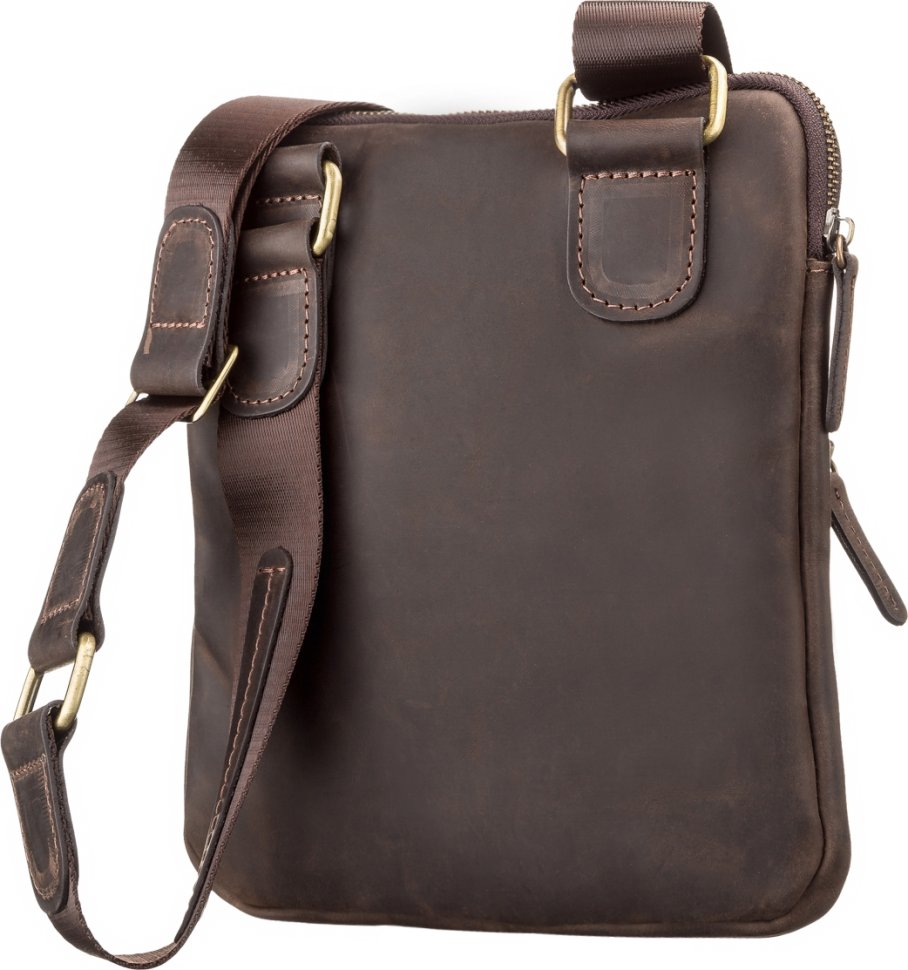 Оригинальная винтажная мужская сумка из кожи крейзи хорс в коричневом цвете SHVIGEL (11091)