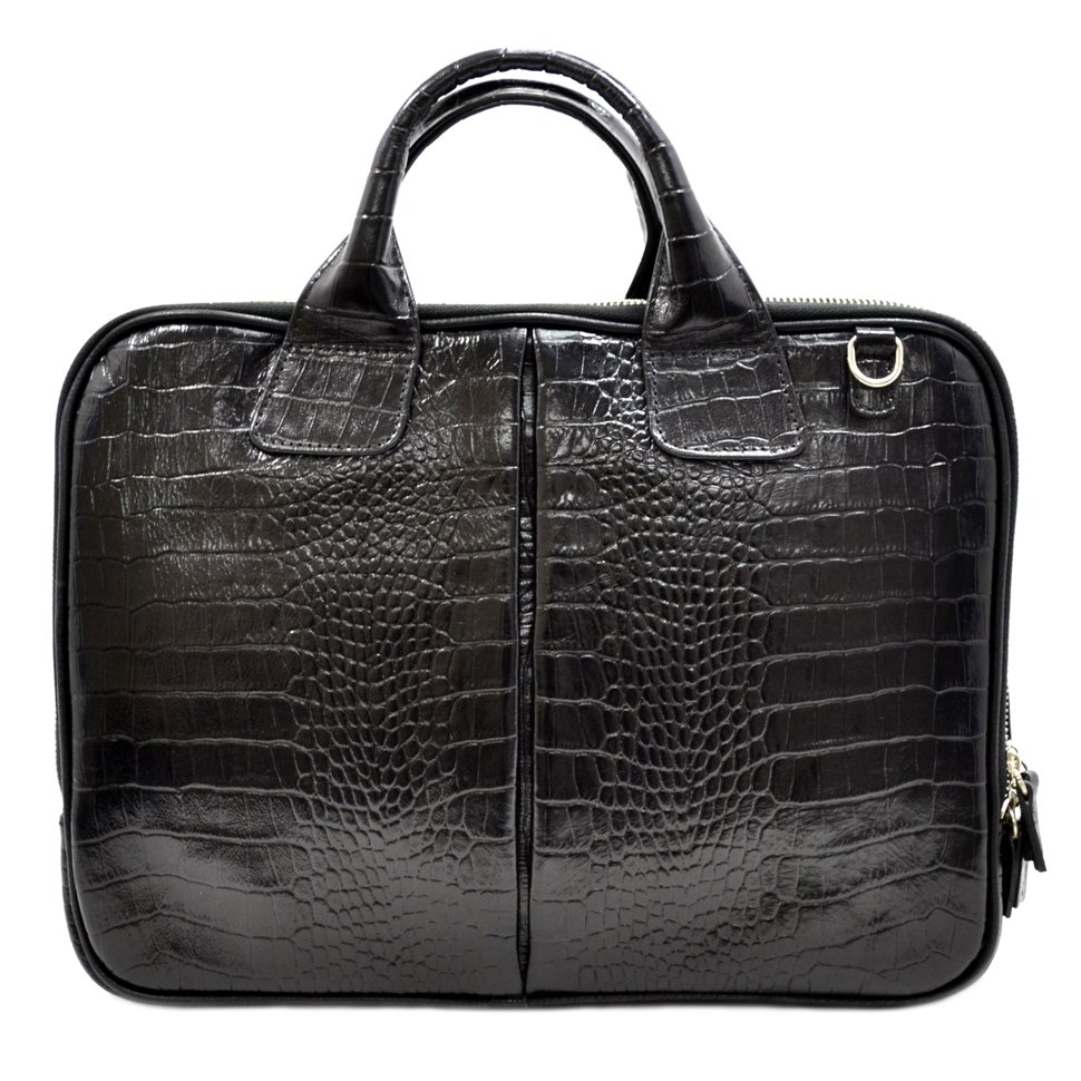 Деловая стильная сумка из кожи под фактуру крокодила - DESISAN (11591)