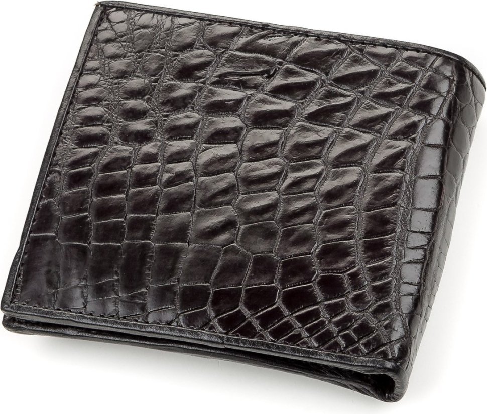 Портмоне из фактурной кожи крокодила черного цвета CROCODILE LEATHER (024-18200)