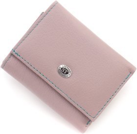Миниатюрный женский кошелек из натуральной кожи розового цвета ST Leather 1767255