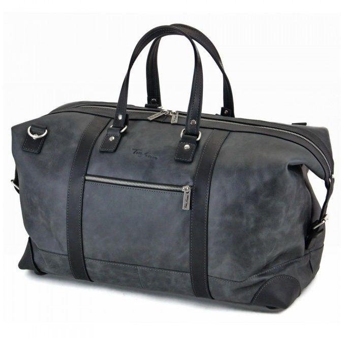Черная дорожная сумка из натуральной кожи с винтажным эффектом Tom Stone (12170)