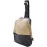 Мужской рюкзак-слинг среднего размера из натуральной кожи и плотного текстиля TARWA (21694) - 1