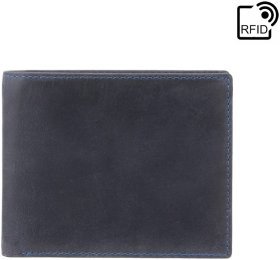Синее винтажное мужское портмоне из натуральной кожи без монетницы Visconti Shield 69055