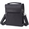 Вертикальная мужская сумка-барсетка из фактурной кожи черного цвета KARYA 69755 - 3