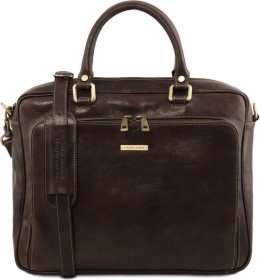 Кожаный мужской портфель для ноутбука темно-коричневого цвета Tuscany (21801)