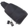 Черная мужская сумка-слинг из итальянской кожи с выраженной фактурой Grande Pelle 70756 - 5