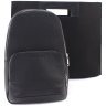 Черная мужская сумка-слинг из итальянской кожи с выраженной фактурой Grande Pelle 70756 - 11