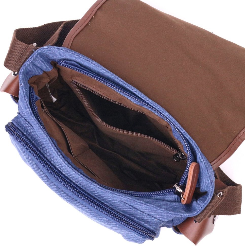 Мужская горизонтальная текстильная сумка насыщенного синего цвета Vintage (2421250)