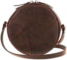 Темно-коричневая круглая сумка из натуральной кожи в стиле винтаж BlankNote Бон-Бон (12645)