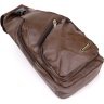 Коричневая мужская сумка-рюкзак вертикального типа из кожзама Vintage (20569) - 4